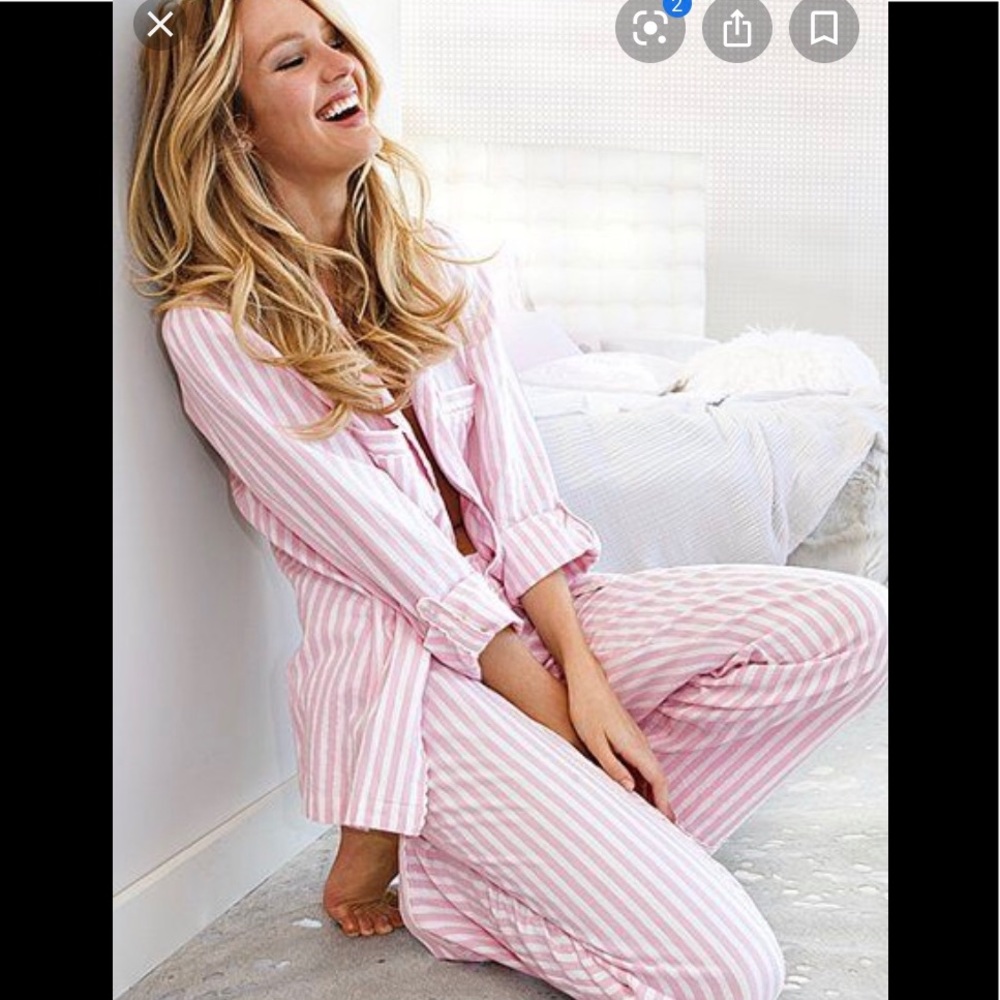 Victoria’s Secret pajama set stripes flannel new S